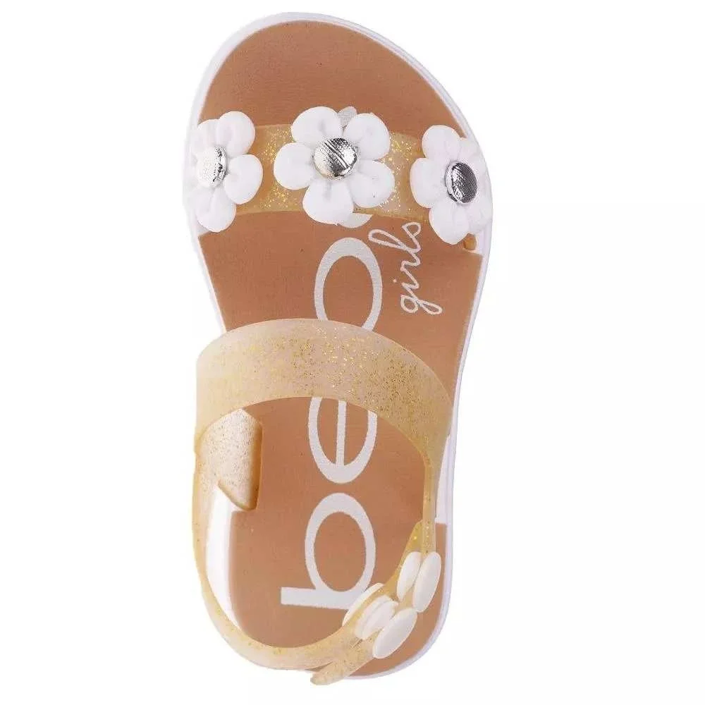 Baby Girls Sandals by bebe Glitter Flower Gold Size 5/6 New With Tags